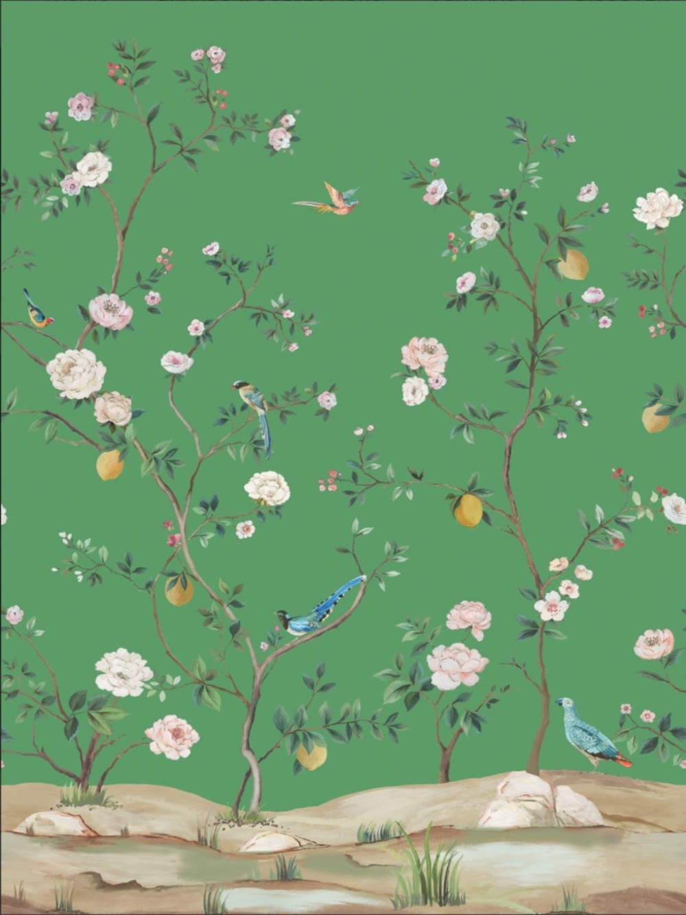 Daisy Bennett Blossom Chinoisserie Mural in Emerald